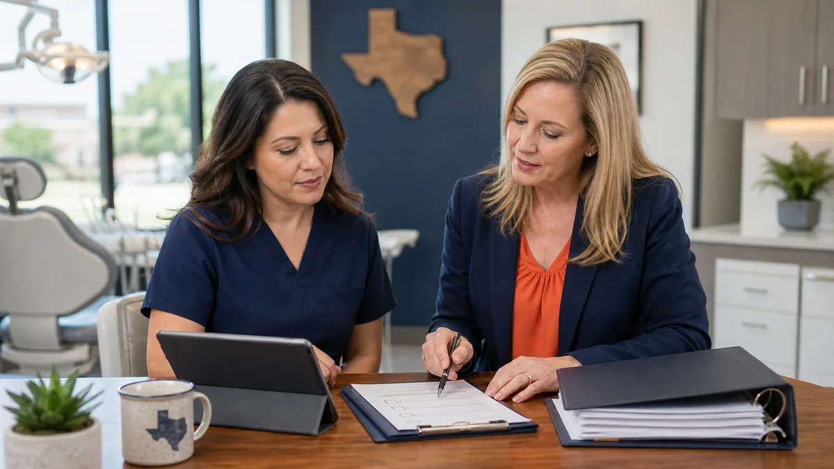 Dental compliance team reviewing a HIPAA checklist