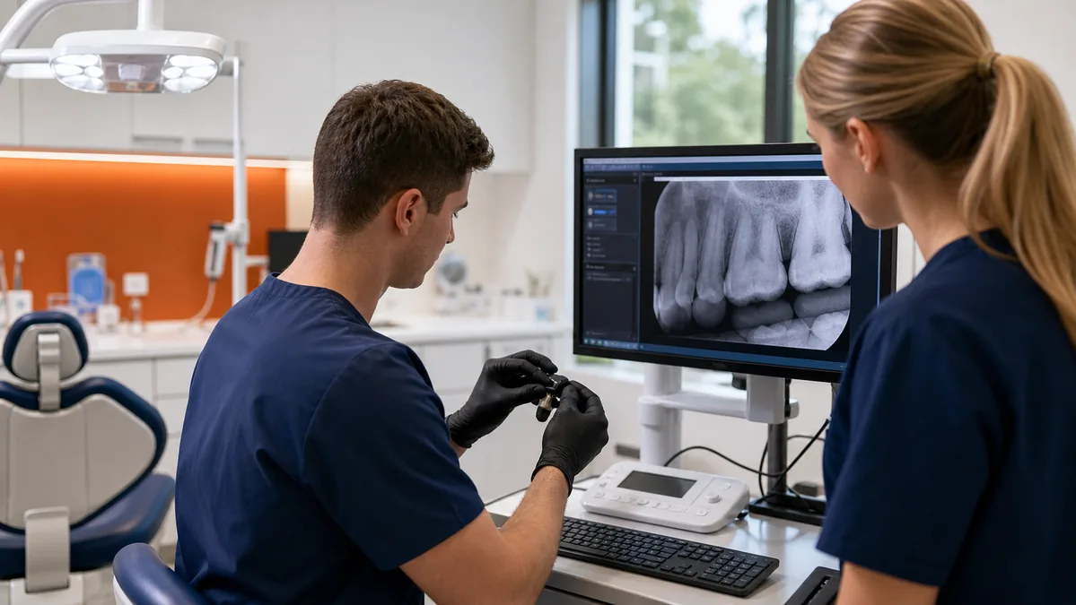 Dental imaging sensor setup