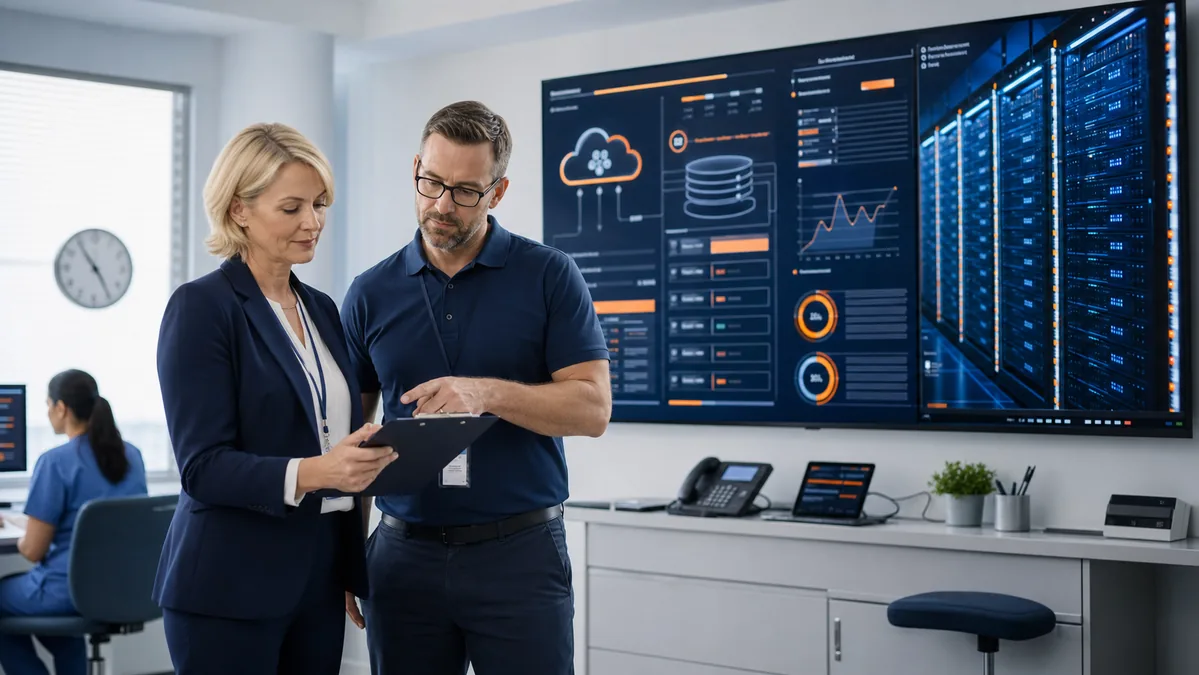 Healthcare operations leader and managed IT engineer validating disaster recovery systems