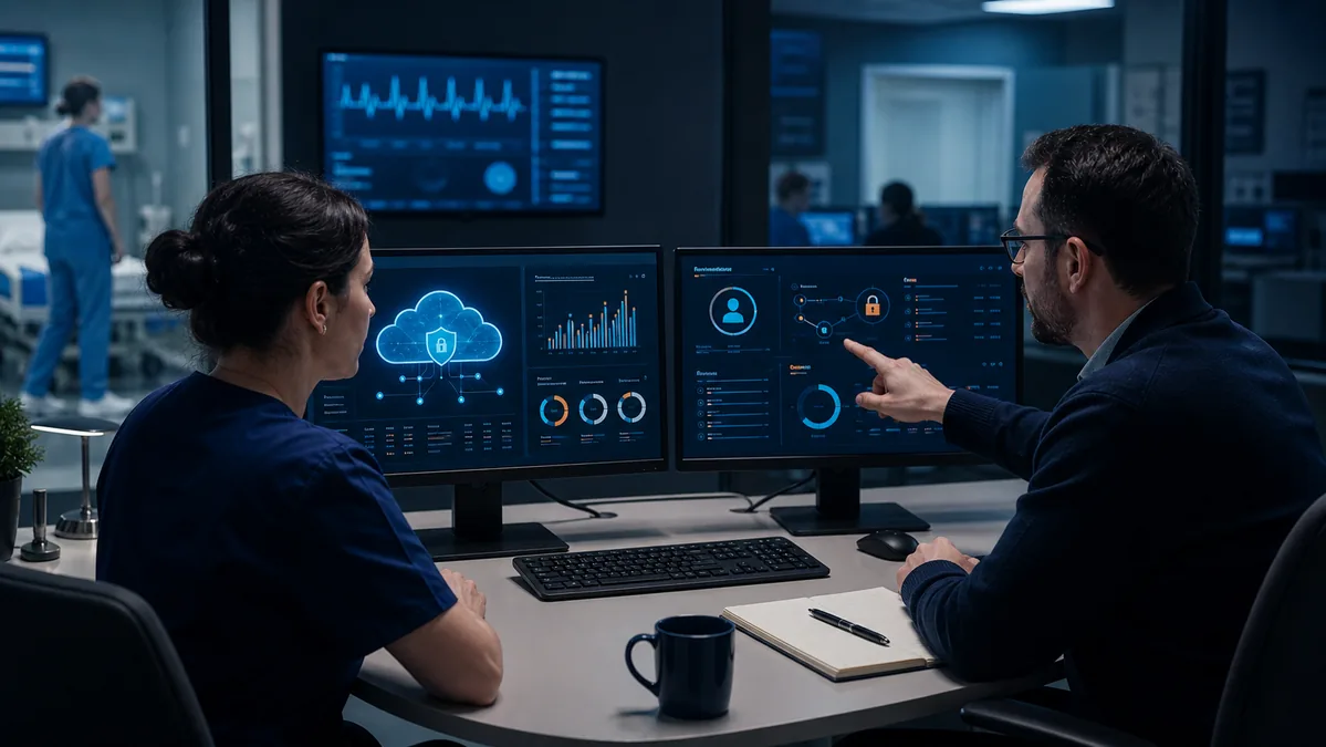 Healthcare IT team reviewing cloud identity security controls