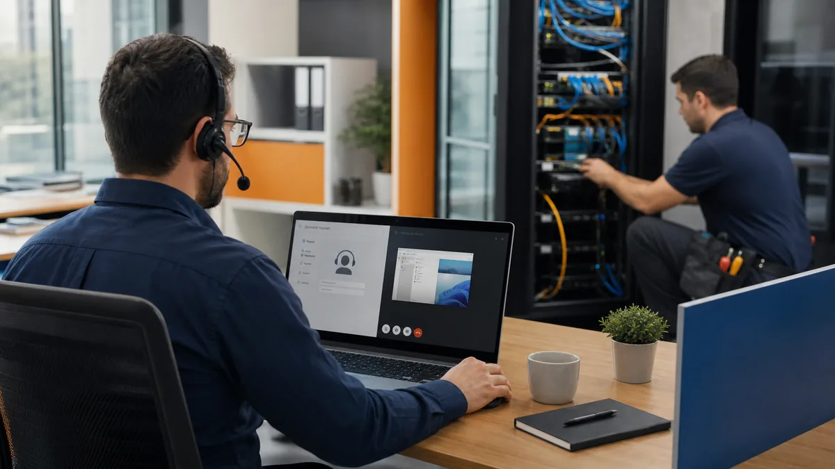 Remote and on-site IT support working together